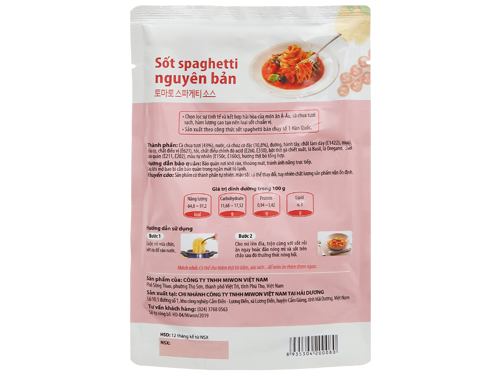 Sốt spaghetti o'food gói 120g