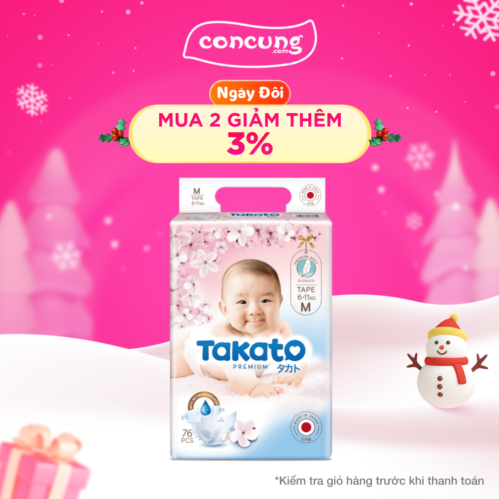 Tã dán Nhật Bản Takato siêu mềm mại ( M, 76 miếng)