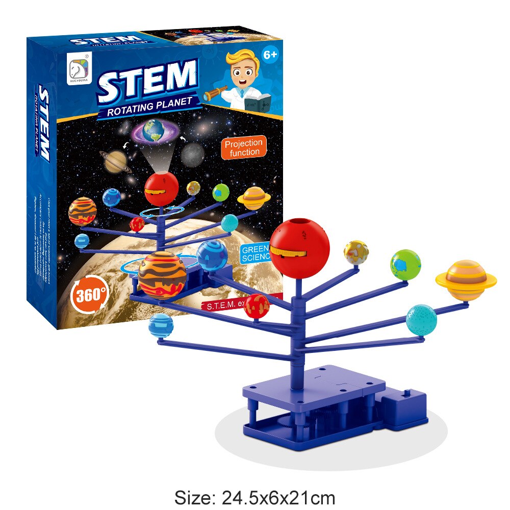 Electric Solar System Model DIY Toys Child Science and Technology Learning Solar System Planet Teaching Assembly Coloring Toy