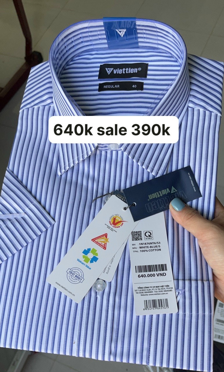 Áo Sơ mi  việt tiến ngắn tay  giá mác 640k sale còn 390k Tết xả lỗ thu hồi vốn