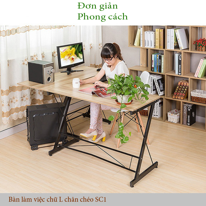 Anti-static painted iron frame L-shaped gaming table-computer desk, study desk, work platform size
