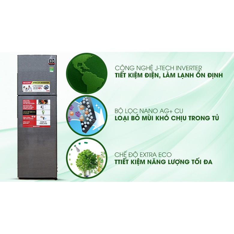 [Trả góp 0%]SJ-X281E-SL/ SJ-X281E-DS  Tủ lạnh Sharp Inverter 271 lít (Giá áp dụng giao tại HN, HCM& các tỉnh liên hệ shop)