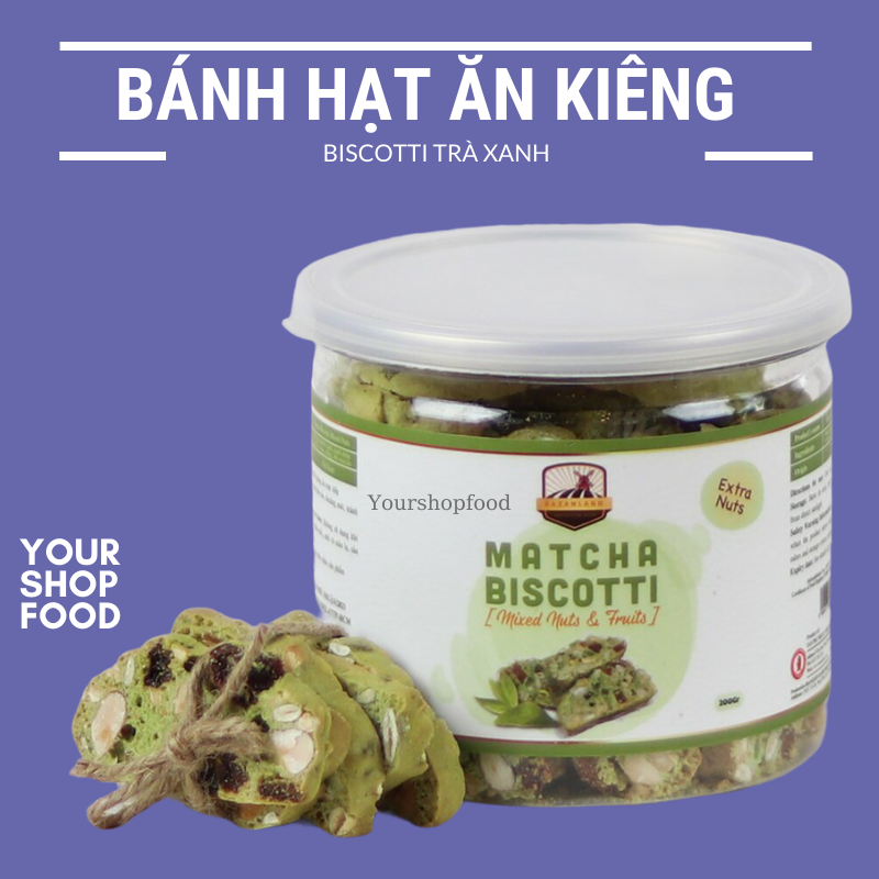Bánh Biscotti Matcha Trà Xanh, bánh ăn kiêng, keto, eatclean -YourshopFood