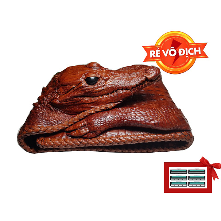 Bóp ví da cá sấu nguyên con đan viền,Lịch lãm ,Thể Hiện đẳng cấp-Bảo Hành Uy Tín-lỗi 1 đổi 1