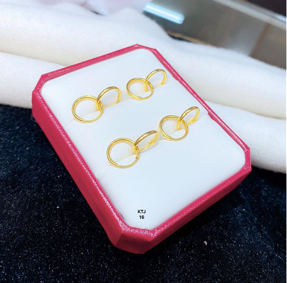 Bông tai vàng tây khoen tròn có hóa đơn bảo hành tiệm