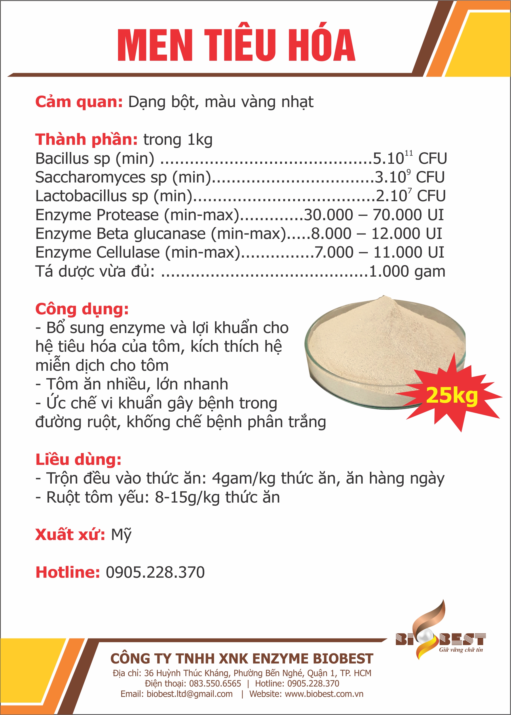 Men digestion aquatic (5.10 ^ 8cfu/g)