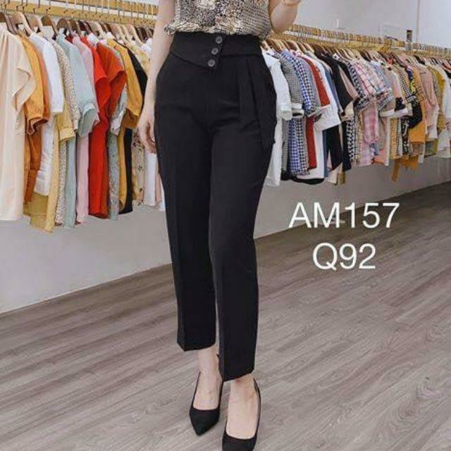 Quần baggy nữ  cạp lệch 3 khuy