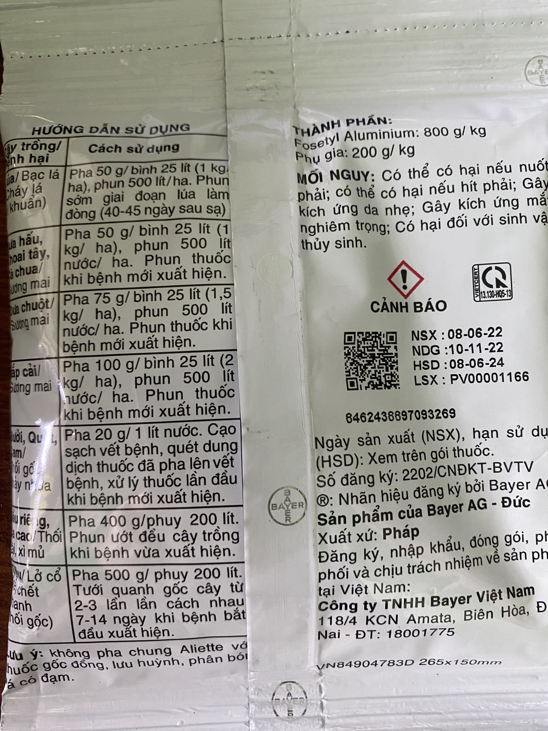 Thuốc bệnh Aliette 800WG 100g lưu dẫn 2 chiều phòng trị các loại nấm bệnh trên lá