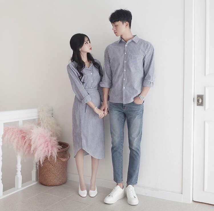 Đồ đôi-gồm áo sơ mi nam và đầm nữ