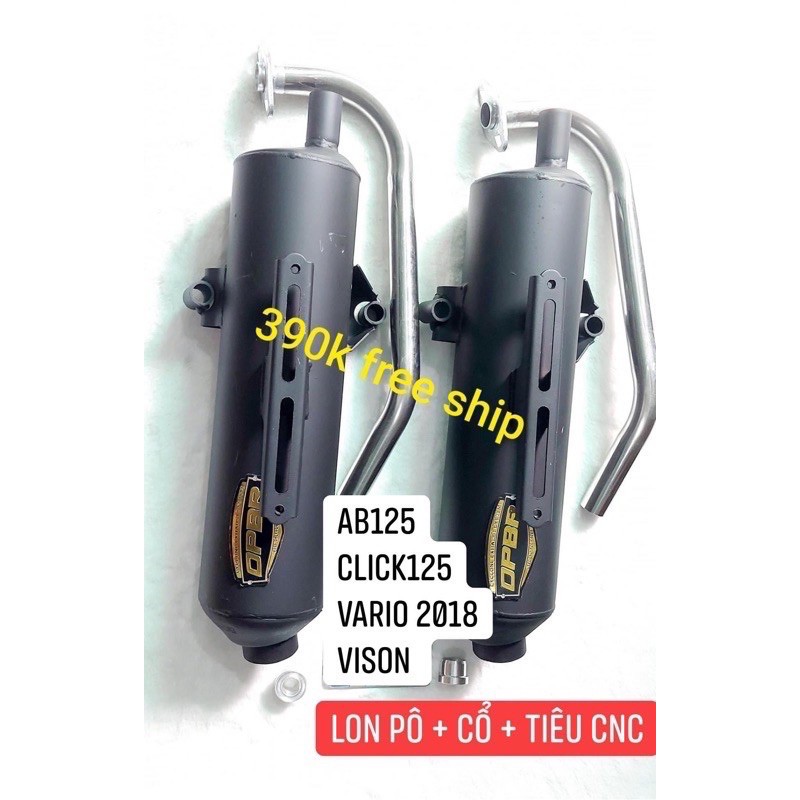 Pô ORBR + cổ inox  xe vario click 125 pcx air blade ab125 vision TẶNG KÈM tiêu nhôm giảm thanh