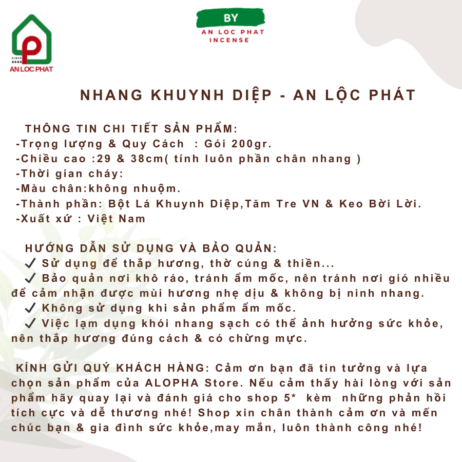 [Gói 200gr] Nhang Khuynh Diệp - An Lộc Phát