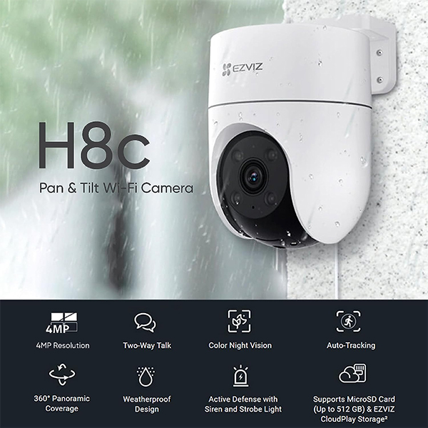 Camera ngoài trời wifi xoay Ezviz H8c 2K+ 4mp auto zoom tracking