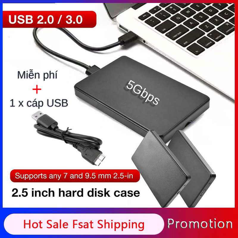 H-E Hộp Đựng Ổ Cứng HDD Đóng Ngoài USB 3.0/2.0 5Gbps 2.5Inch SATA Cho Máy Vi Tính