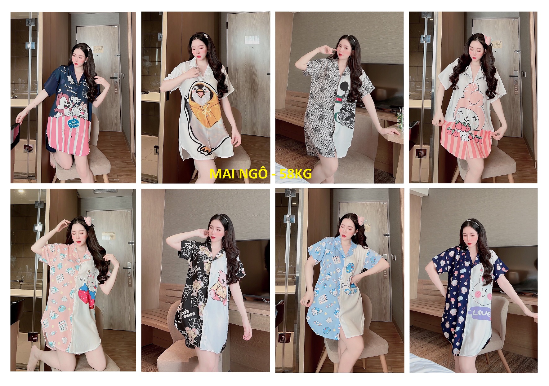 [40-65kg] Đầm Ngủ Lụa Mai Ngô - Cổ Sơ Mi (P1)