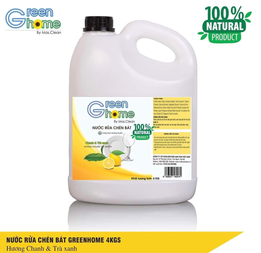 Nước rửa chén hữu cơ Greenhome - can 4kg