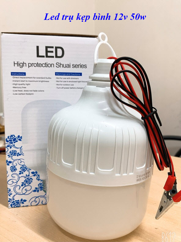Đèn Led Trụ 50W kẹp bình ắc quy 12V