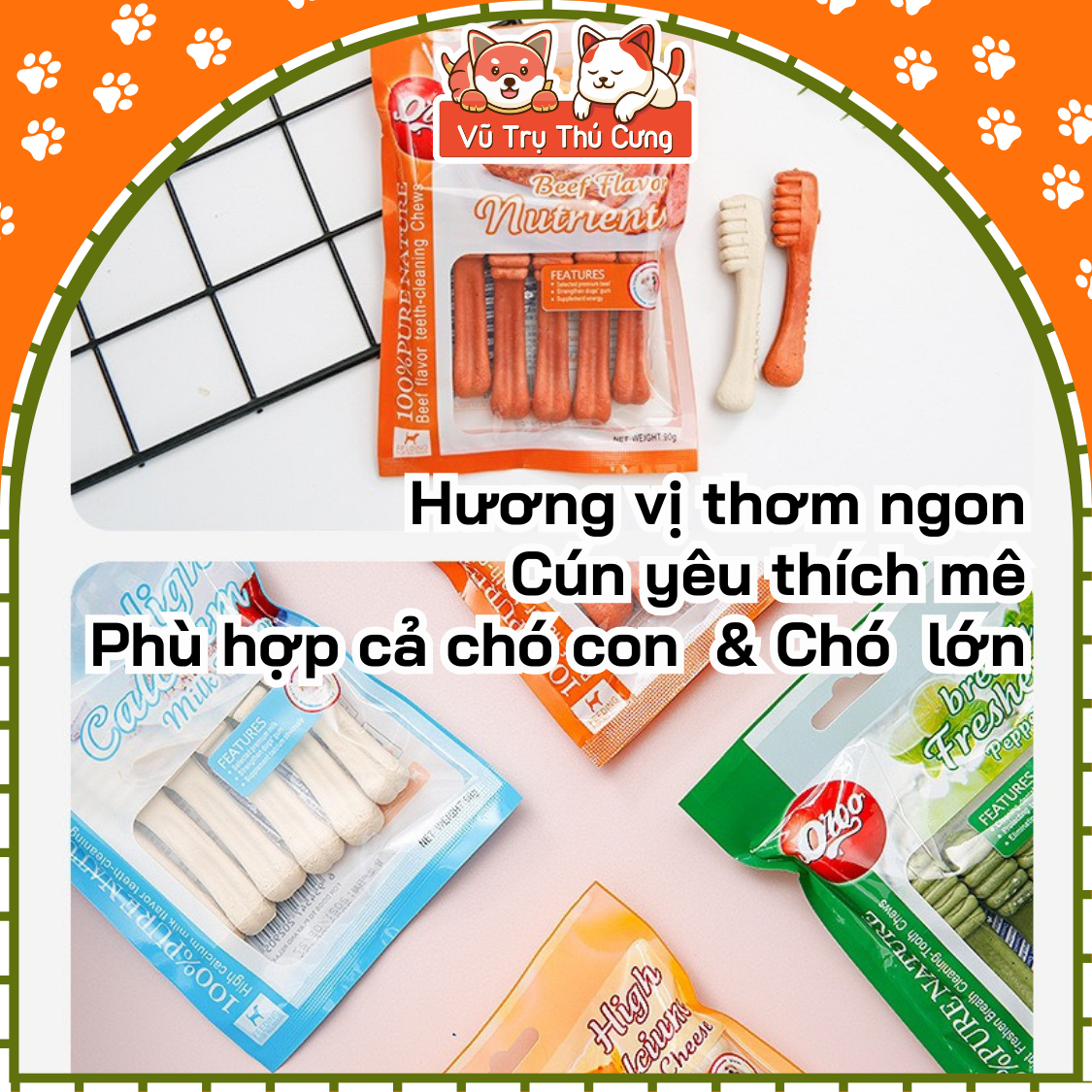 Xương gặm sạch răng cho Chó ORGO - Xương gặm bánh thưởng giúp sạch răng thơm miêng, bổ sung canxi