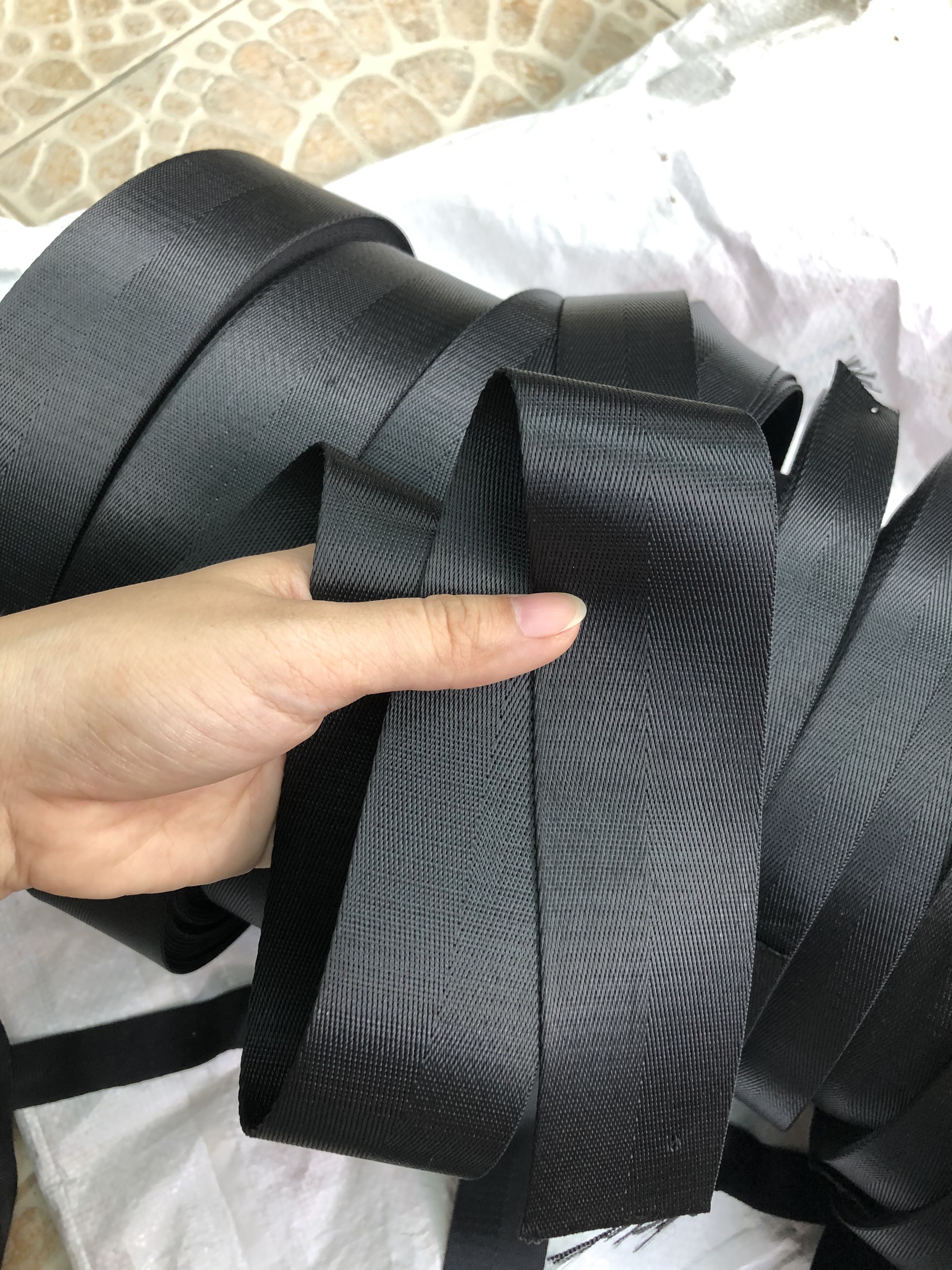 Black Straps of Various Sizes for Making Bags