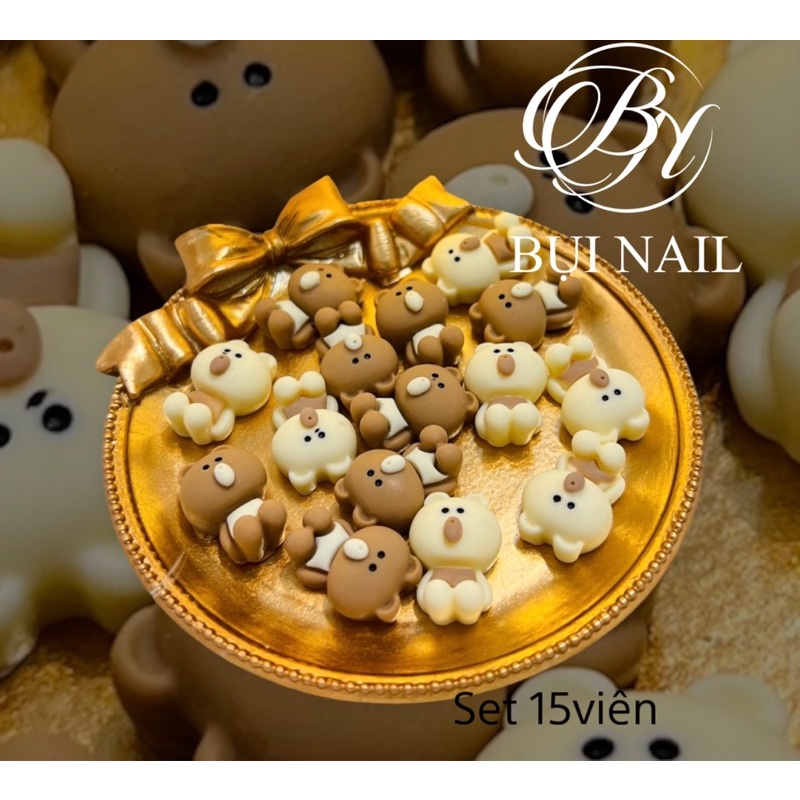 Sale charm gấu 2 màu 15viên