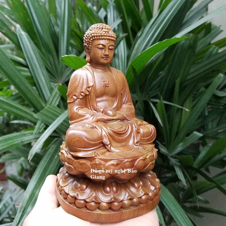 Tượng phật a di đà gỗ bách xanh