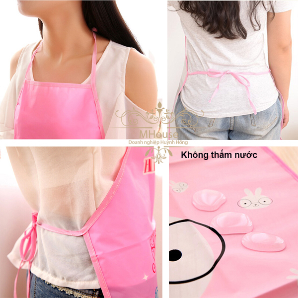 Tạp Dề Chắn Nước,Tạp Dề Pha Chế, Tạp Dề In Hoạt Hình Thỏ Gấu