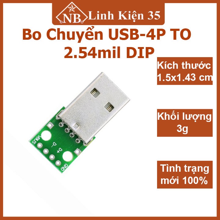 Bo chuyển usb-4p to 2.54mil chân cắm dip