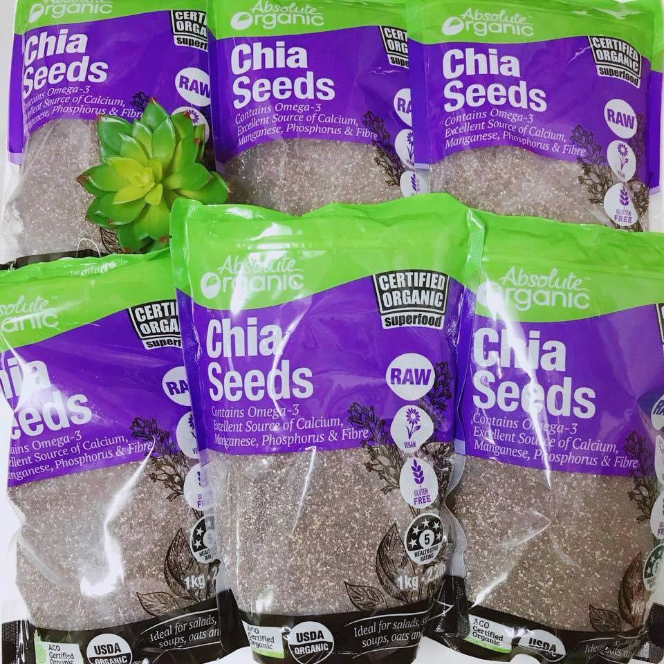 HẠT CHIA ÚC ABSOLUTE ORGANIC (1KG) - Organic - Omega-3 - Calcium - Magnesium - Phosphorus - Fibe - Raw - USDA Organic - Certified Organic - 1kg 2.2lb