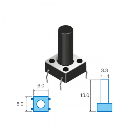 Nút Nhấn 4 Chân 6x6x13mm DIP