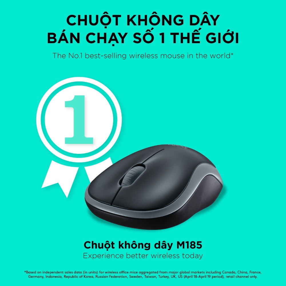 Chuột máy tính không dây Logitech M185 - BH 36 tháng