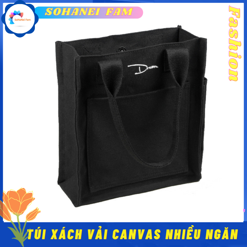 [HCM] Túi Vải Bố Canvas Siêu Dày Dặn, Nhiều Ngăn Tiện Dụng, Thời Trang, Có Quai Rời Đeo Chéo, Có Tấm Lót Đáy Cứng Form -SOHANEI FAM- Túi Xách Nam Nữ, Túi Đeo Chéo Nam Nữ, Túi Đeo Vai Thời Trang Hàn Quốc, Canvas bag