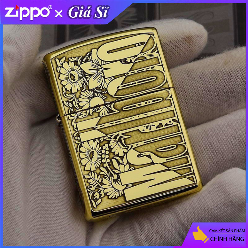 Bật lửa Zippo khắc Logo MBR bản Armor màu vàng bóng