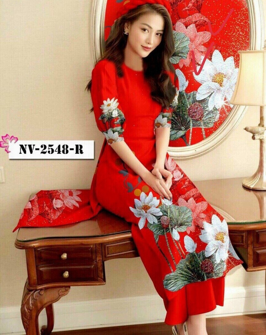 Sét áo dài cách tân họa tiết xinh xắn - có anh that