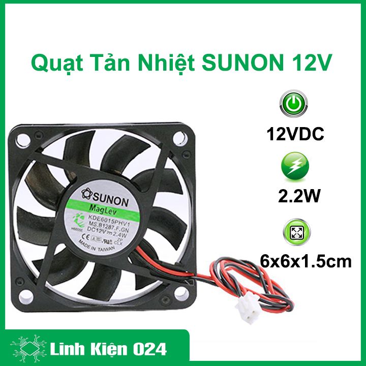 Quạt tản nhiệt 12VDC SUNON kích thước 6x6x1.5cm tốc độ cao, làm mát tản nhiệt máy