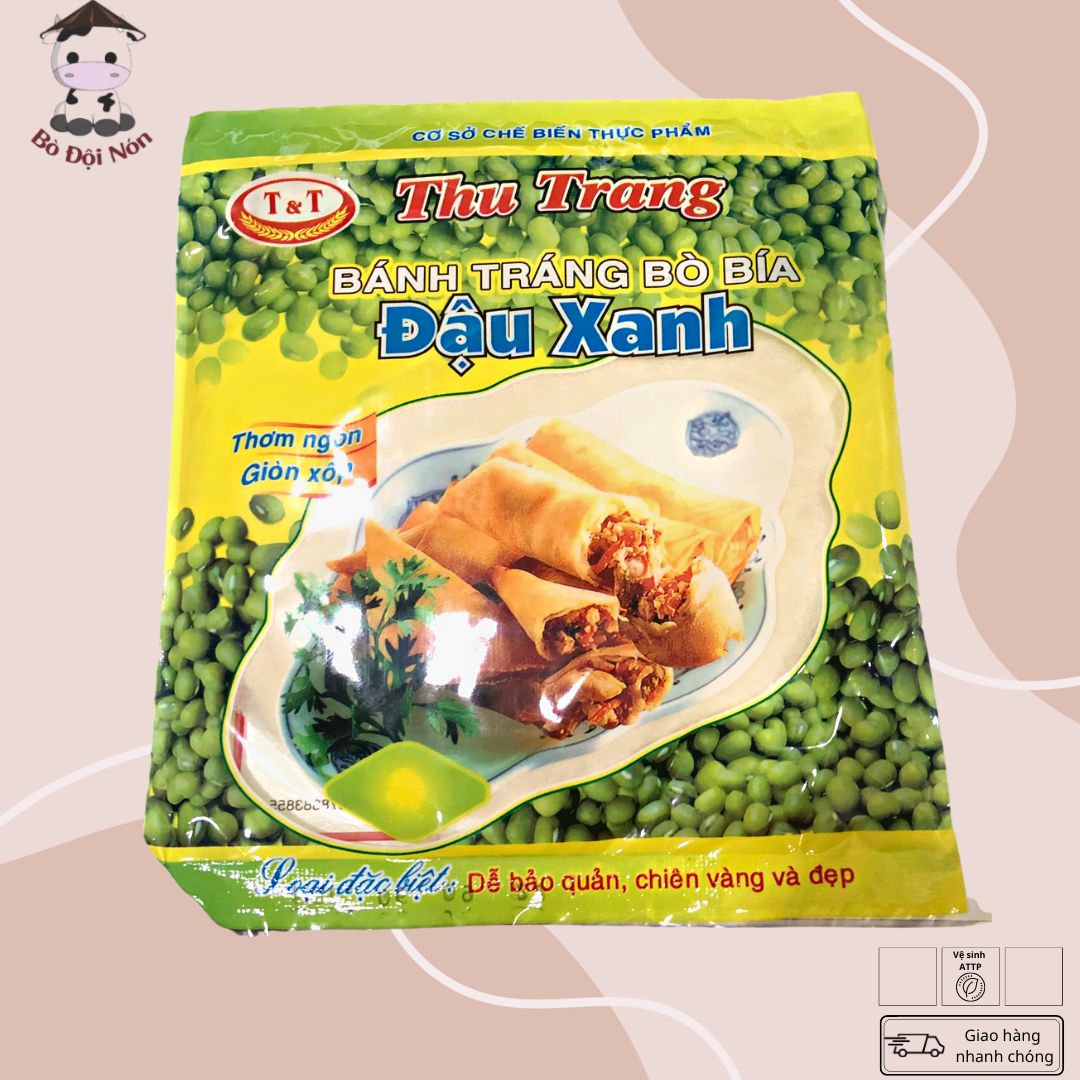 Bịch 30 miếng Bánh Tráng Bò Bía Đậu Xanh THU TRANG