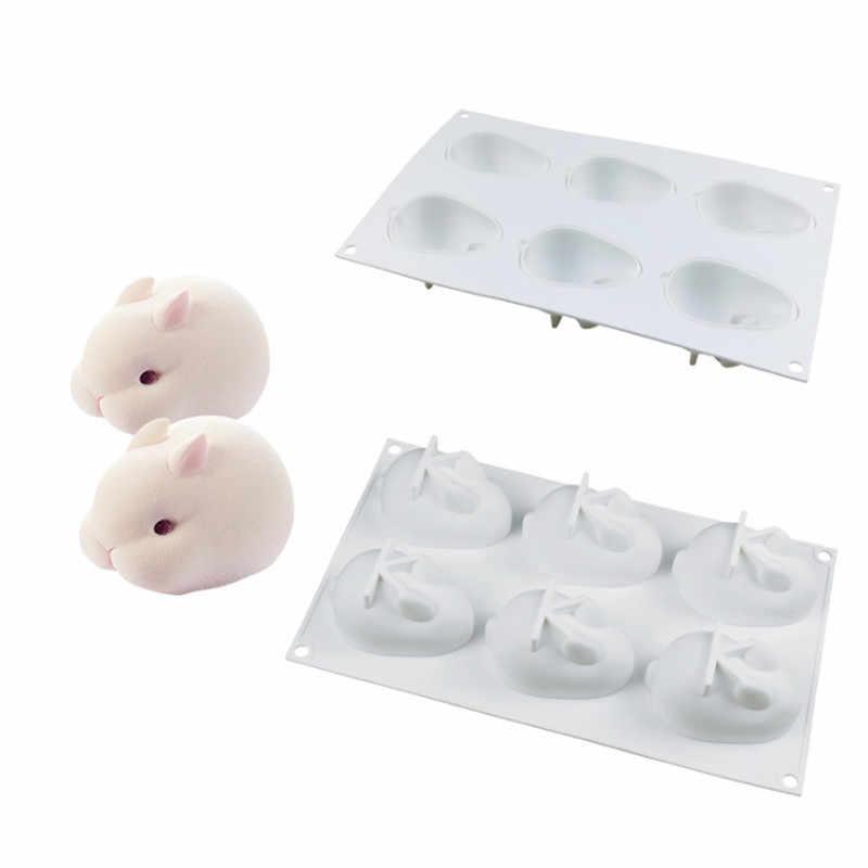 khuôn silicon thỏ 6 con