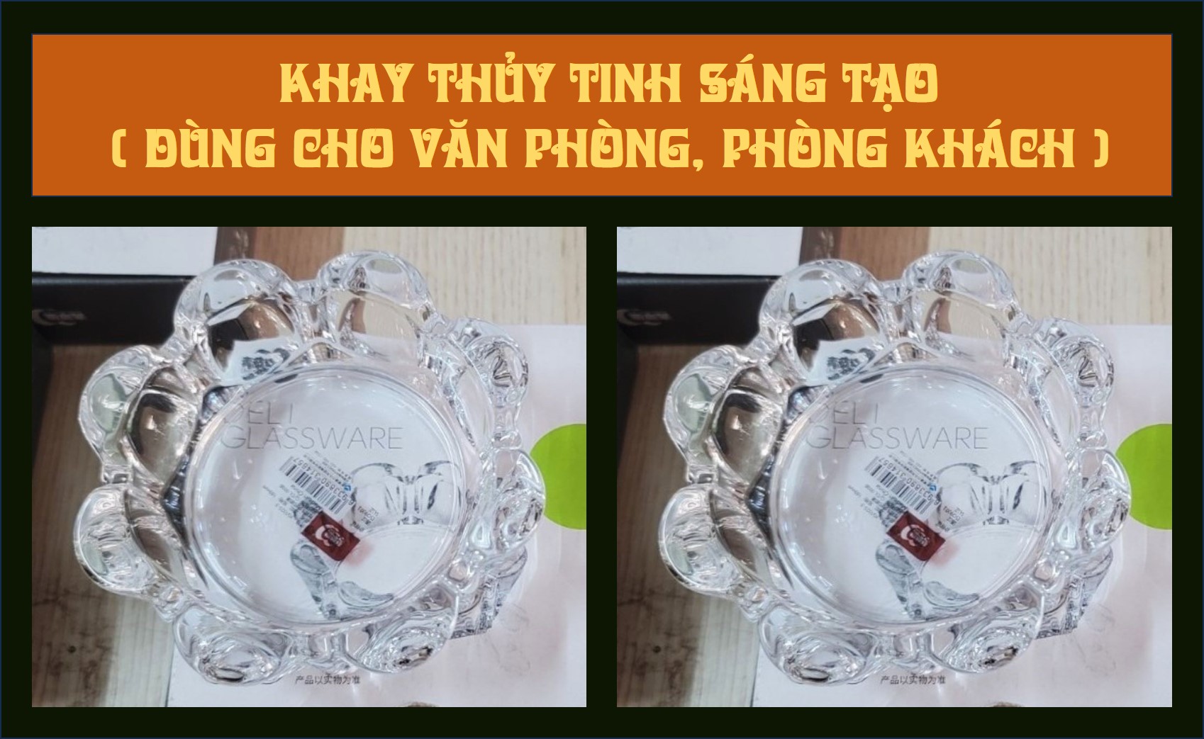 Khay thủy tinh sáng tạo ( Dùng cho văn phòng , phòng khách)