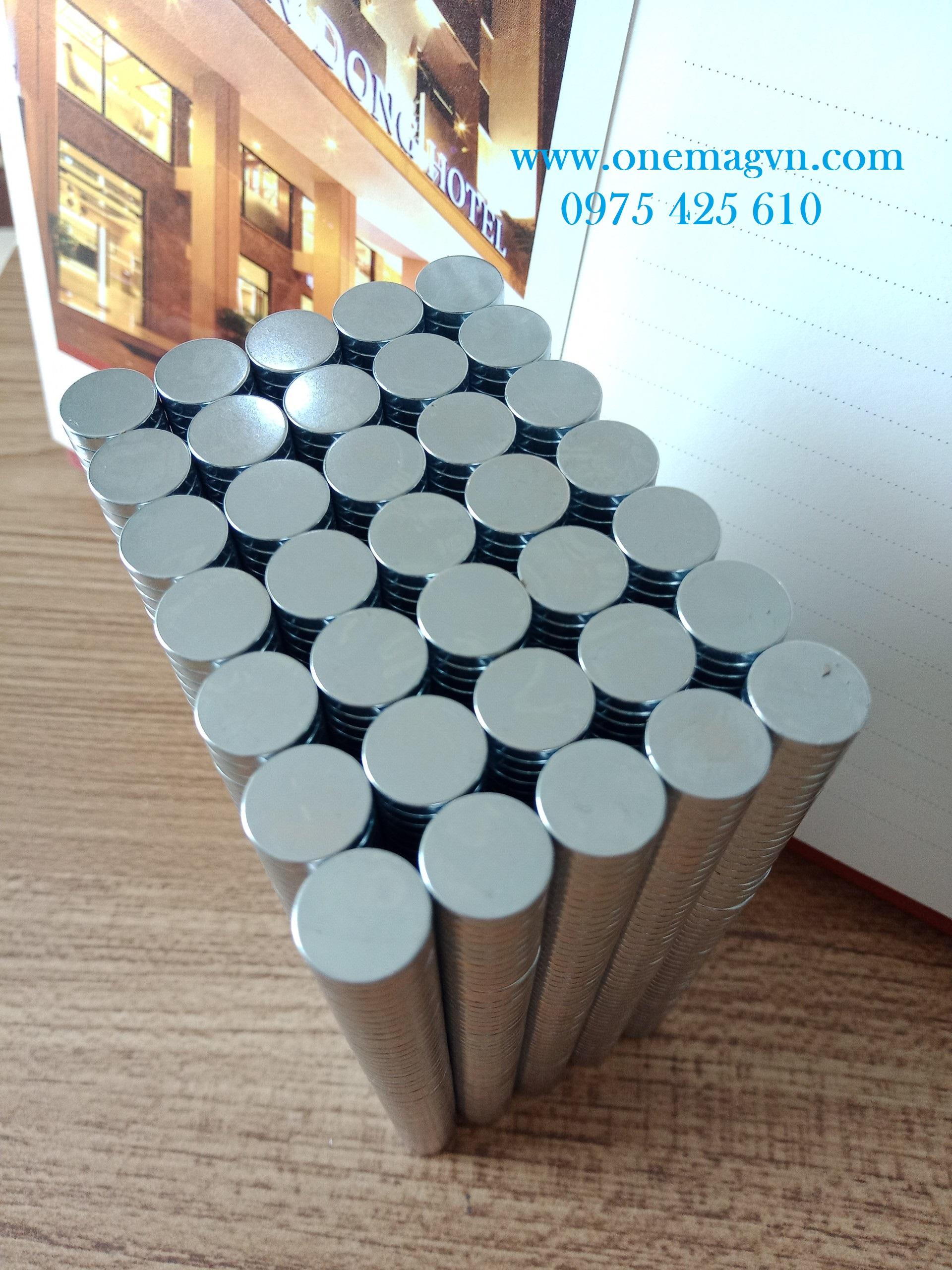 Bộ 100 viên nam châm đất hiếm 10x2mm mạ Kẽm (từ tính cực mạnh)
