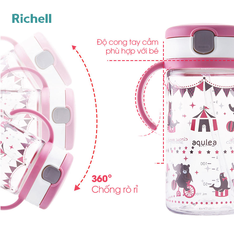 BÌNH ỐNG HÚT AQ RICHELL 320ML HỒNG CIRCUS