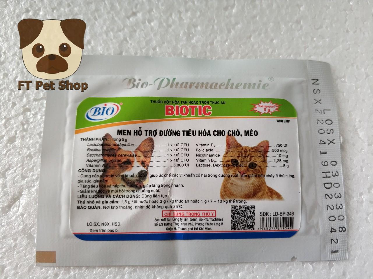 10 Gói Men Tiêu Hóa Cho Chó Mèo BIOTIC 5gam