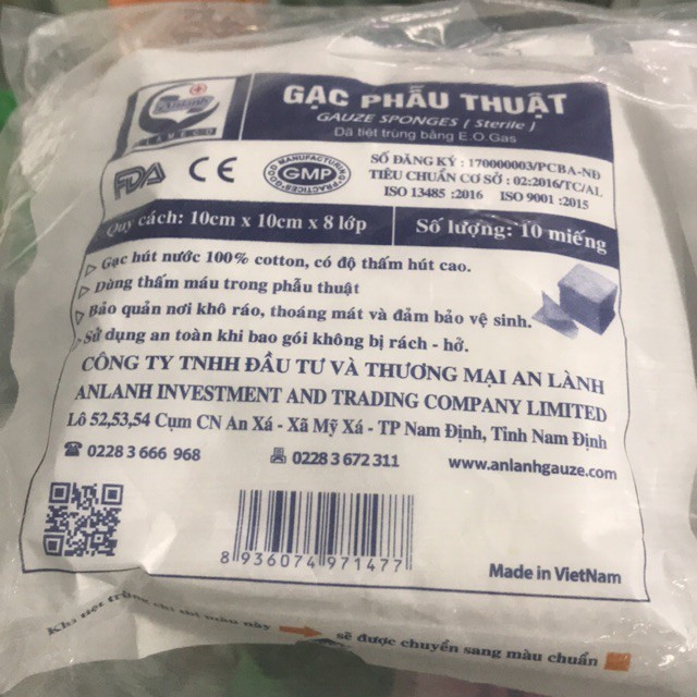 Gạc phẫu thuật vuông 10cmx10cm