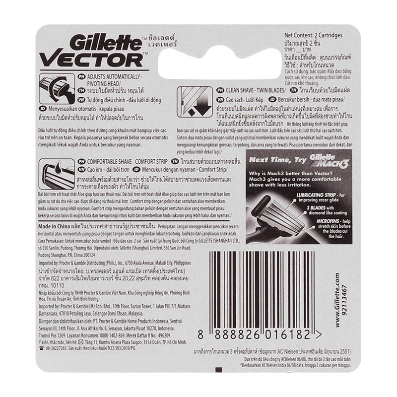 Dao cạo râu Gillette Vector 1 cán dao 1 đầu cạo