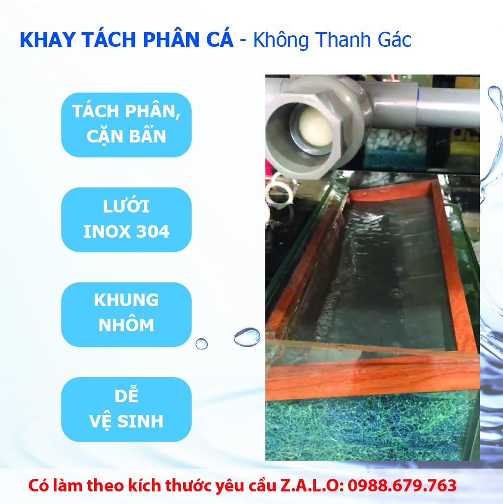 (20cm x 15cm) - Khay tách phân cá - Lưới lọc inox 304