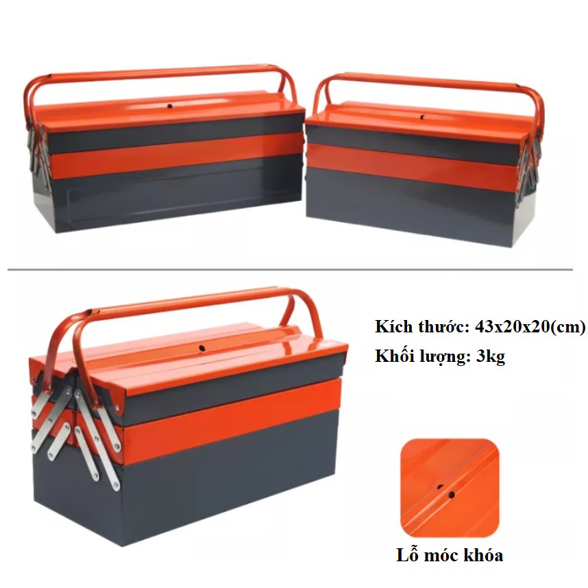 Thùng đựng đồ nghề lớn 3 tầng sắt