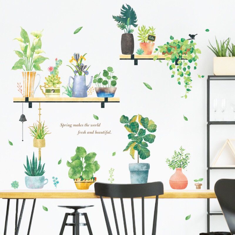 Decal dán tường kệ cây 02