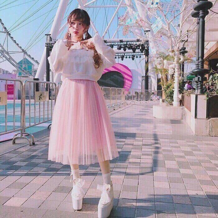 Chân váy lưới TuTu phong cách Hàn Quốc dài 70cm