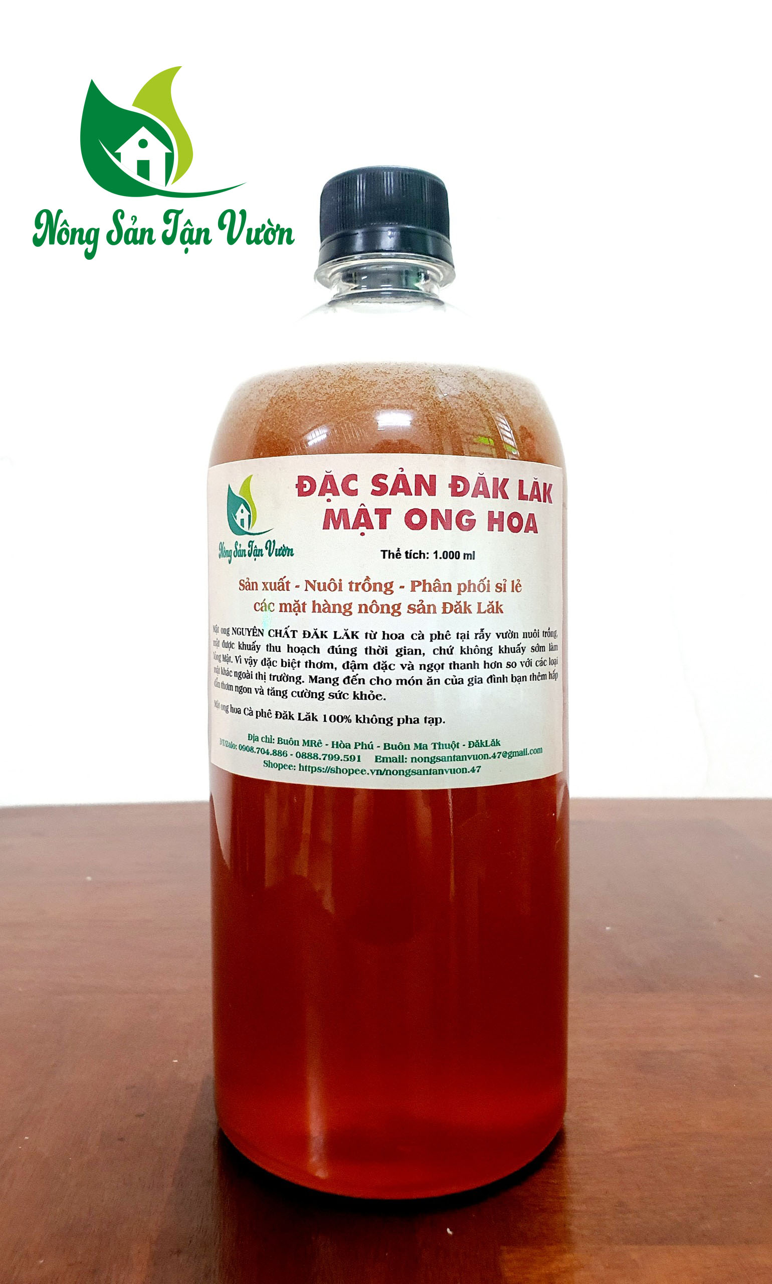 Mật Ong Hoa Cà Phê ĐăkLăk (Có Giấy Chứng Nhận)- Mật ong chuẩn không pha tạp 100% nguyên chất - chai 0.5L
