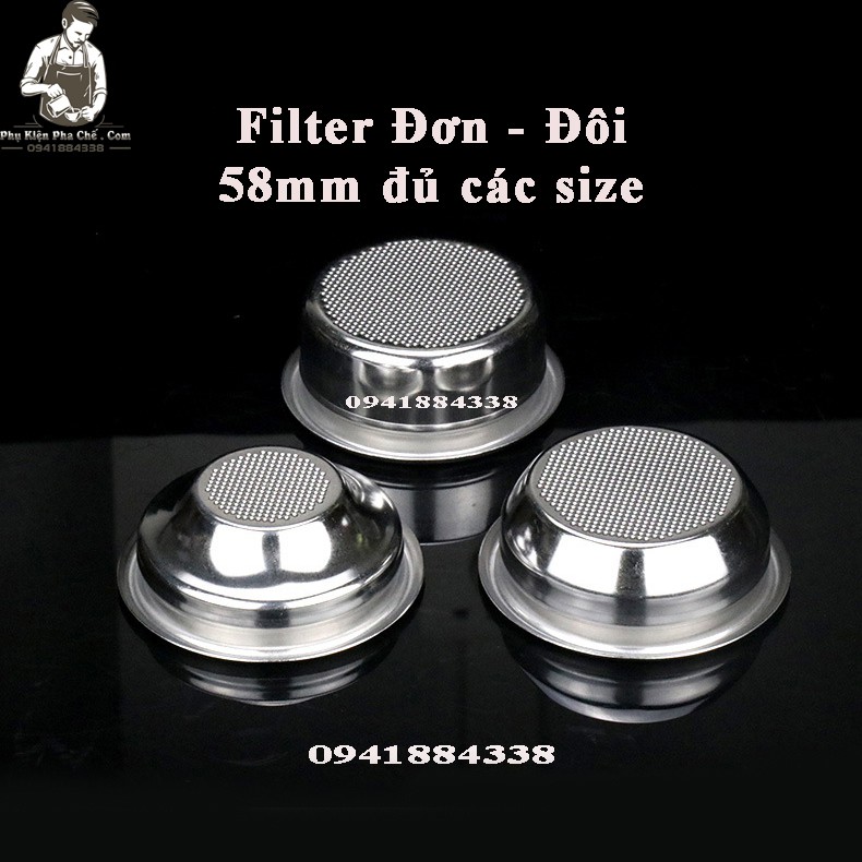 Filter 58mm - Basket 58mm - Giỏ Lọc Đơn Đôi 58mm - Linh Kiện Máy Pha Cà Phê