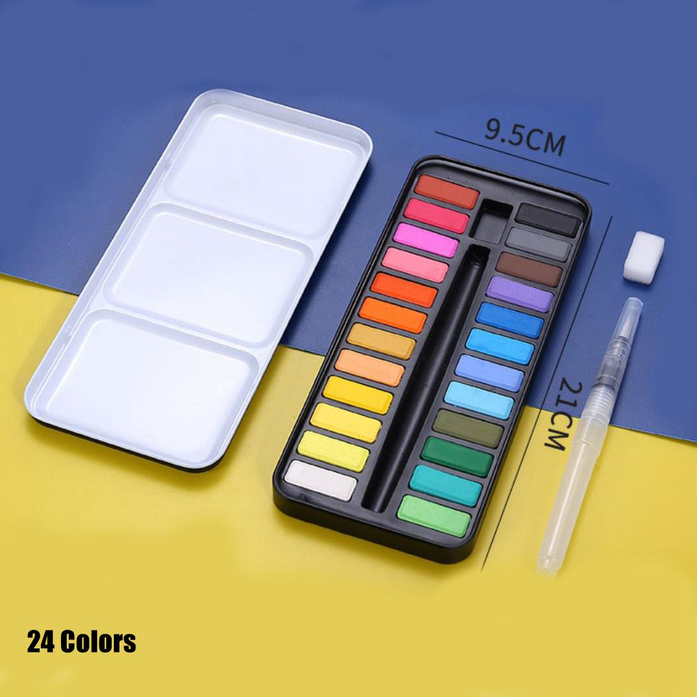 24/36 Colors Portable Watercolor Paint Set Solid Pigment With