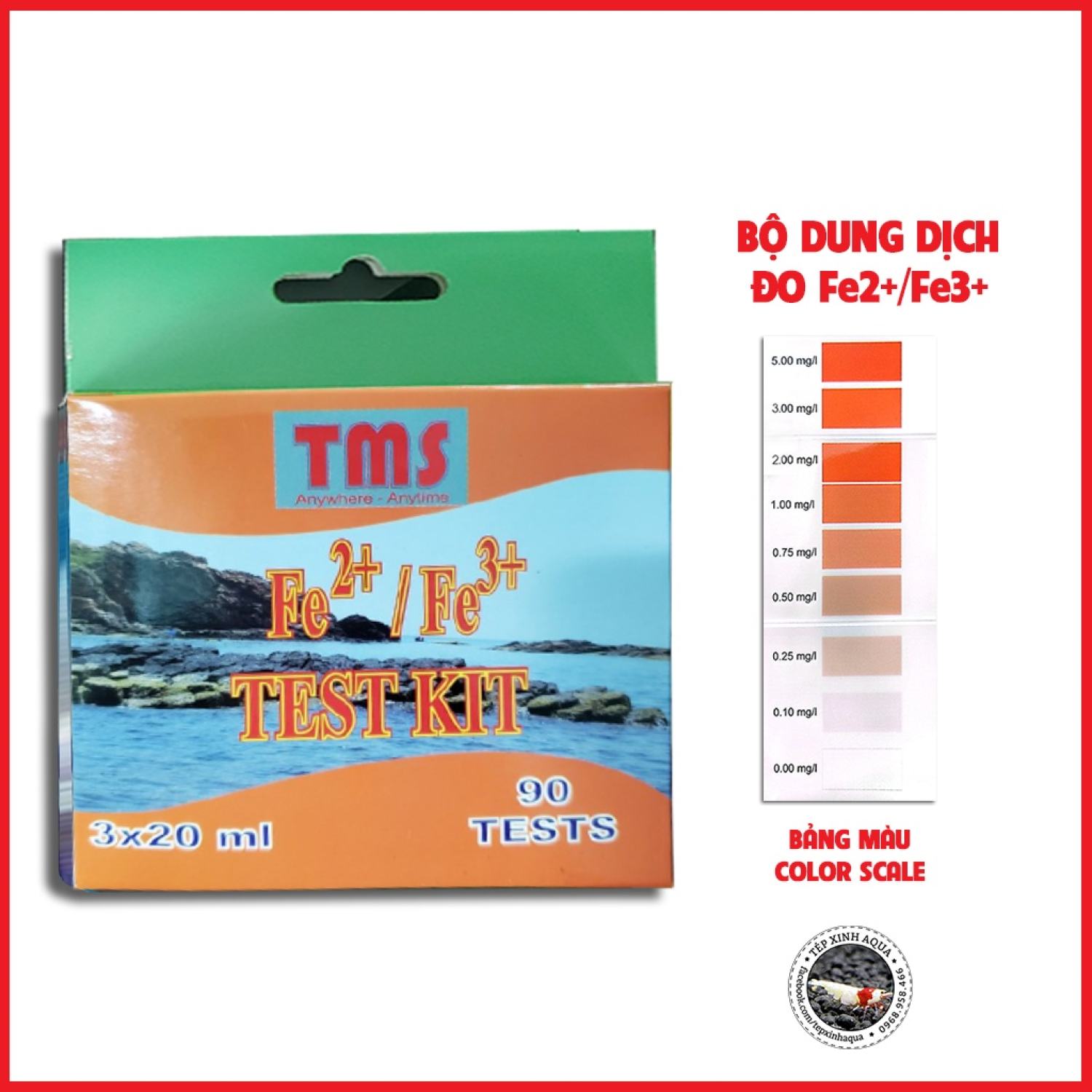 Bộ kiểm tra nước - test nước đo Fe - Kit đo - Kit test Sắt (phèn) - test hàm lượng TMS [Tép Xinh Aqua]