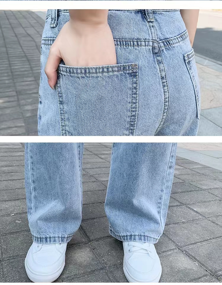 HOÀN TIỀN 15% - 【P&S】Quần Jean nữ ống rộng Ulzzang lưng cao phong cách Retro Jean xanh nhạt [Có Bigsize]-Quần jeans ống suông rộng đen xám nữ phong cách Retro Ulzzang - Quần jean ống rộng